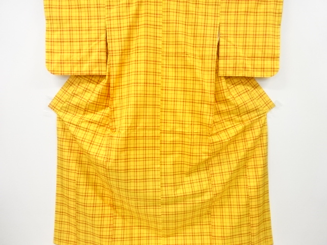 JAPANESE KIMONO / VINTAGE UNUSED KIMONO / TSUMUGI / WOVEN GRID